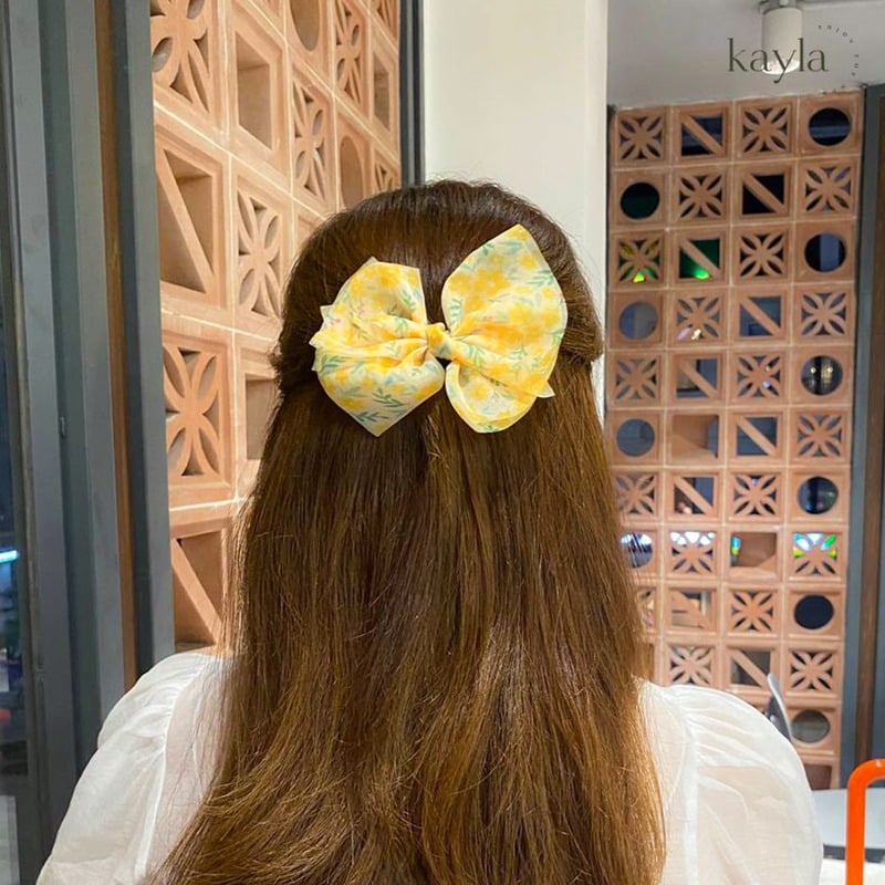 Kẹp Tóc Nơ Voan Họa Tiết Sặc Sỡ Cho Bé Gái