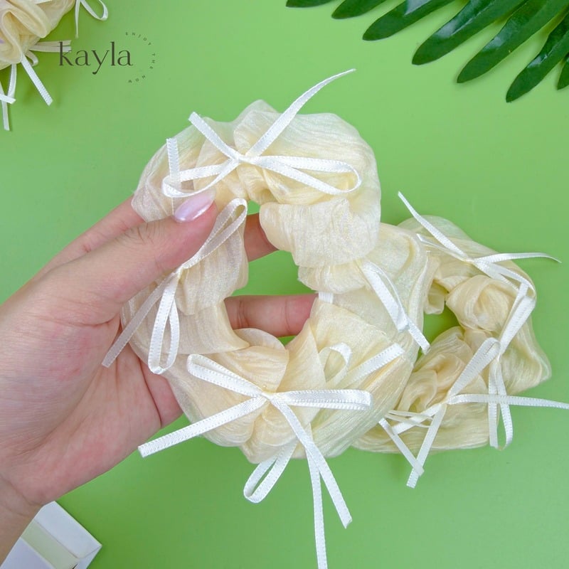 Dây Cột Tóc Vải Voan Nơ Cao Cấp Phong Cách Hàn Quốc Thời Trang