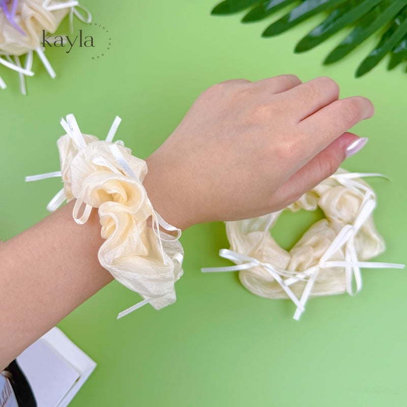 Dây Cột Tóc Vải Voan Nơ Cao Cấp Phong Cách Hàn Quốc Thời Trang