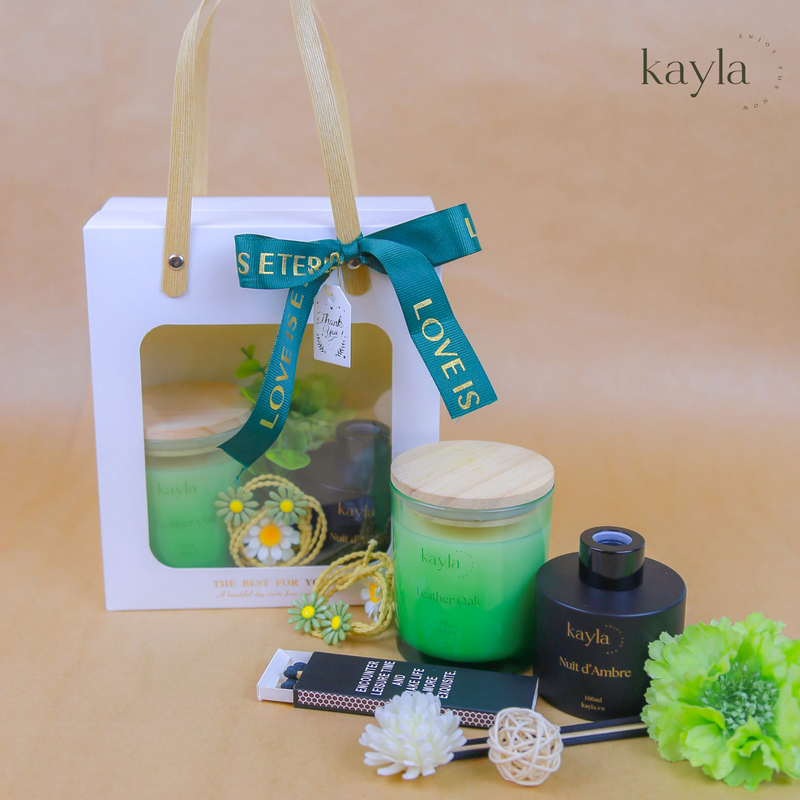 Set Quà Nến Thơm Leather Oak An Nhiên